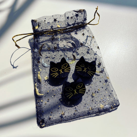 Set of 3 Velvet Claws Mini Black Cat Hair Claws | Hair Claw Clip in Giftable Pouch