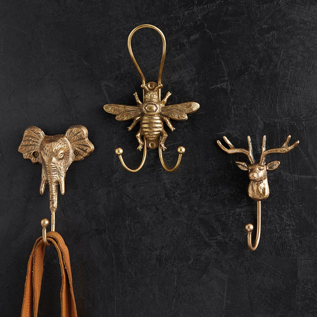 Gold Metal Elephant Hook | Wall Mounted Decorative Hook