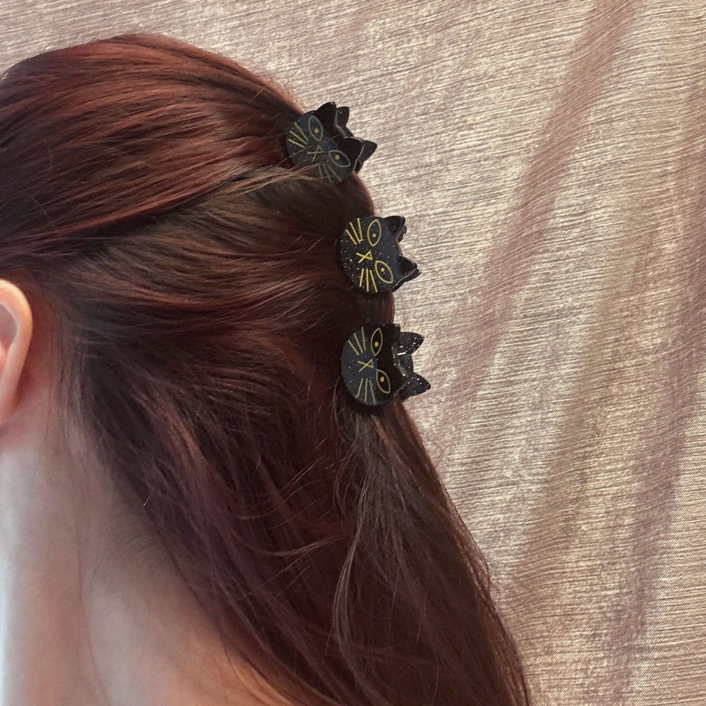 Set of 3 Velvet Claws Mini Black Cat Hair Claws | Hair Claw Clip in Giftable Pouch