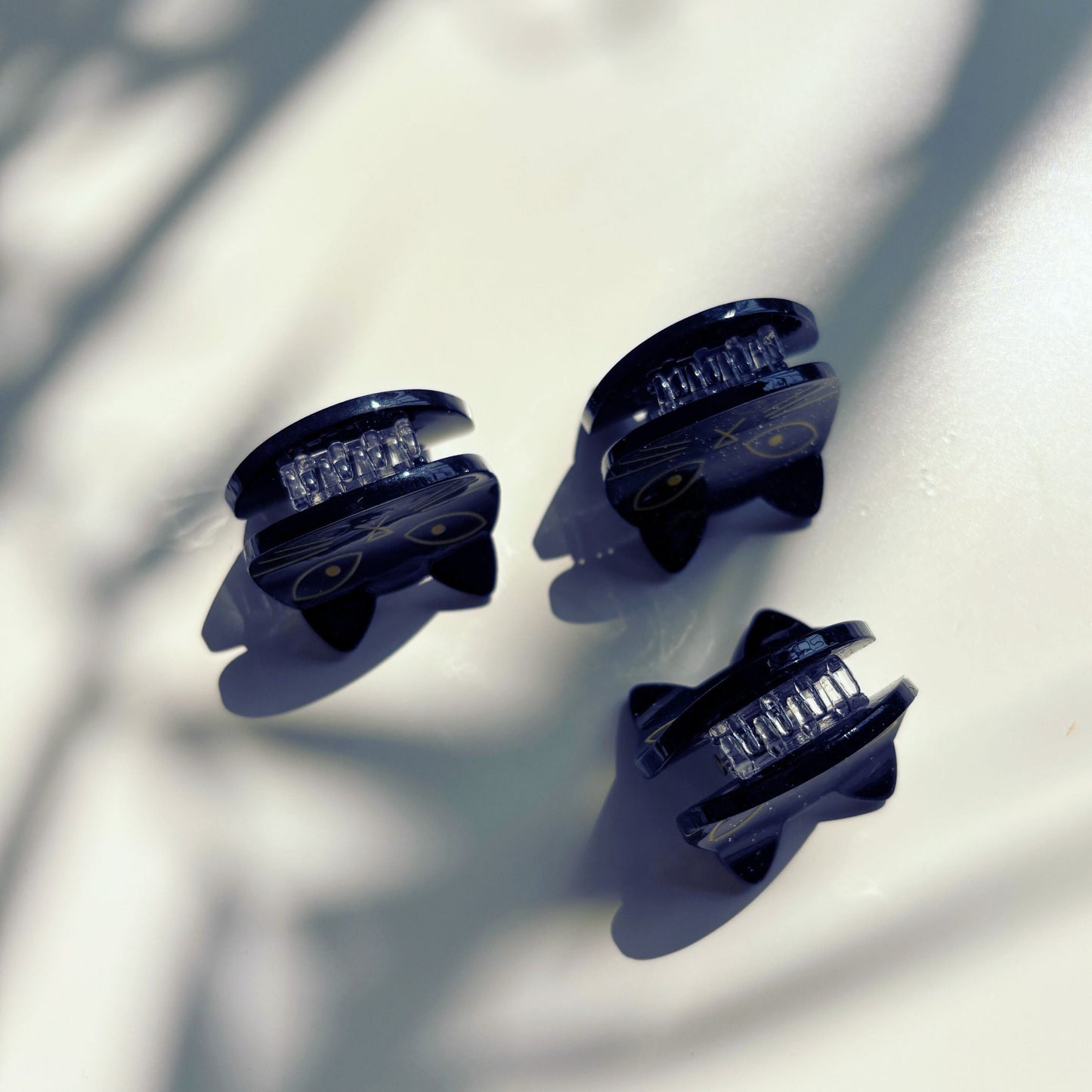 Set of 3 Velvet Claws Mini Black Cat Hair Claws | Hair Claw Clip in Giftable Pouch