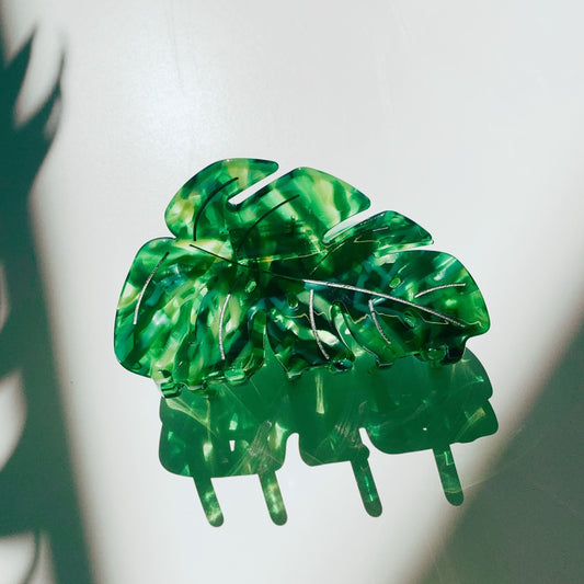 Monstera Leaf Hair Claw | Claw Clip in Velvet Travel Bag