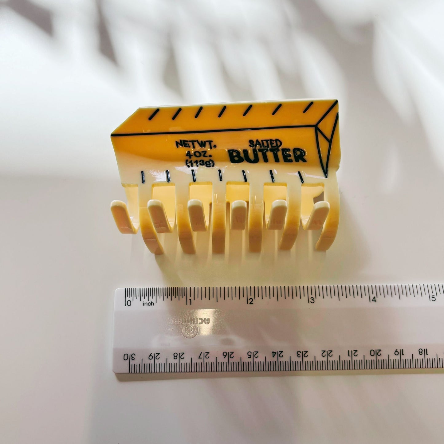 Stick of Salted Butter Hair Claw | Yellow Claw Clip in Velvet Travel Bag