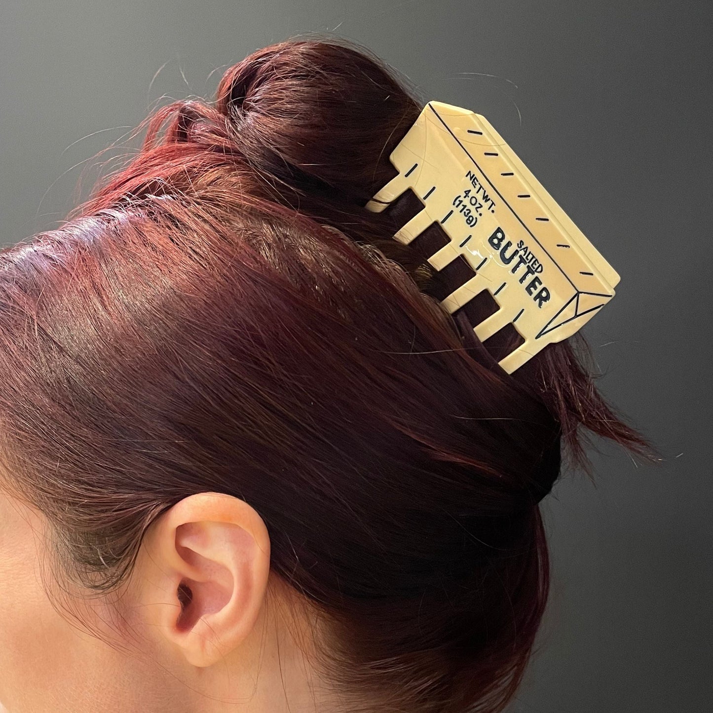 Stick of Salted Butter Hair Claw | Yellow Claw Clip in Velvet Travel Bag