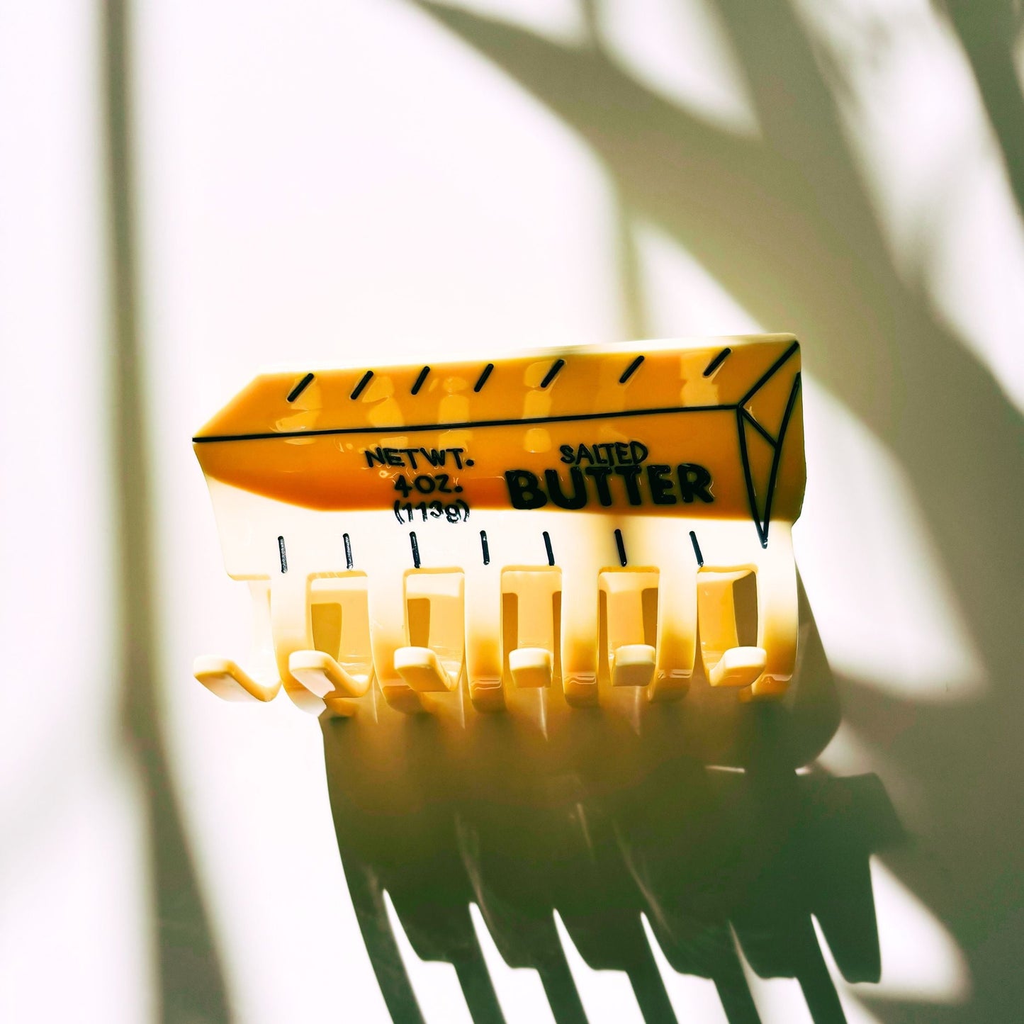 Stick of Salted Butter Hair Claw | Yellow Claw Clip in Velvet Travel Bag